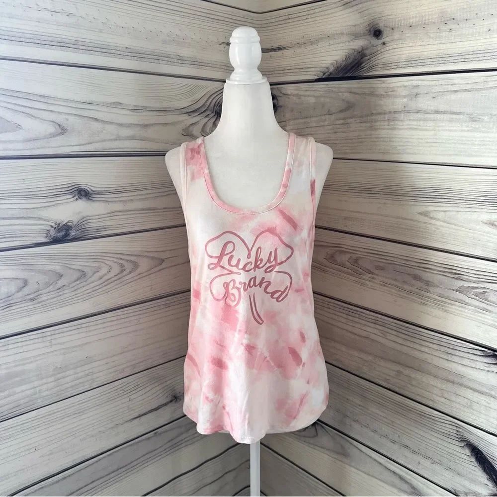Lucky Brand Pink & White Tie Dye Tank Top